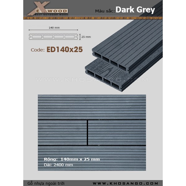 Sàn gỗ Exwood ED140x25-4 Dark Grey