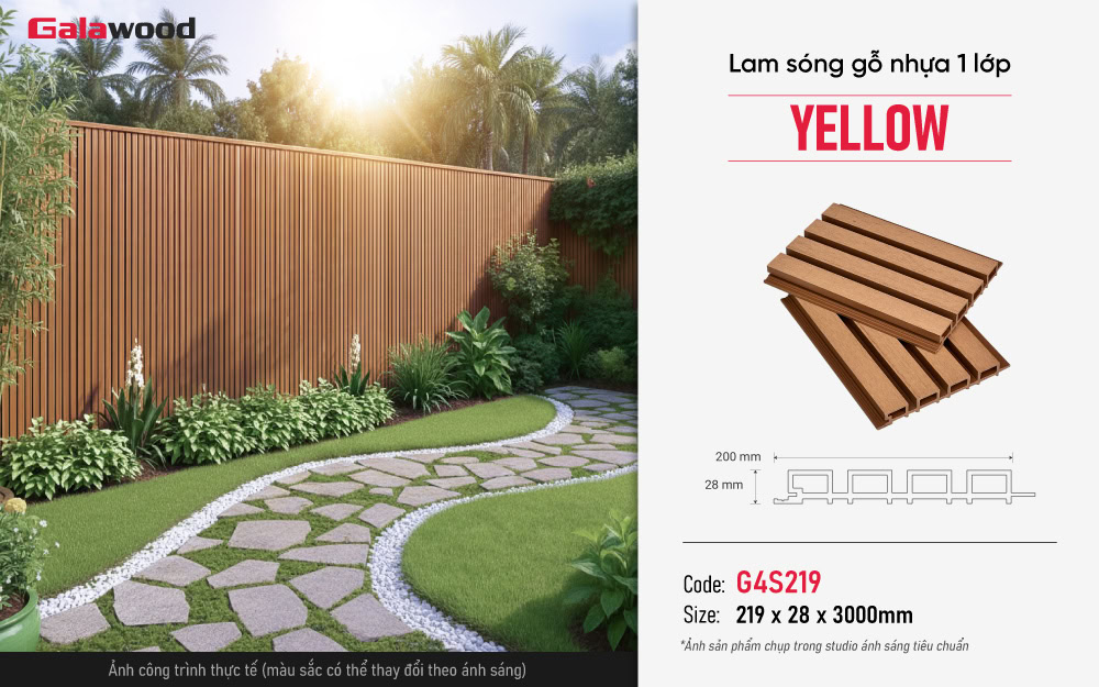 Lam sóng gỗ nhựa 1 lớp Galawood Yellow