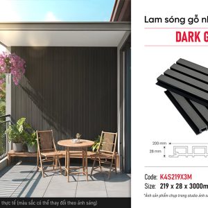 Lam sóng gỗ nhựa K4S219X3M Dark Grey