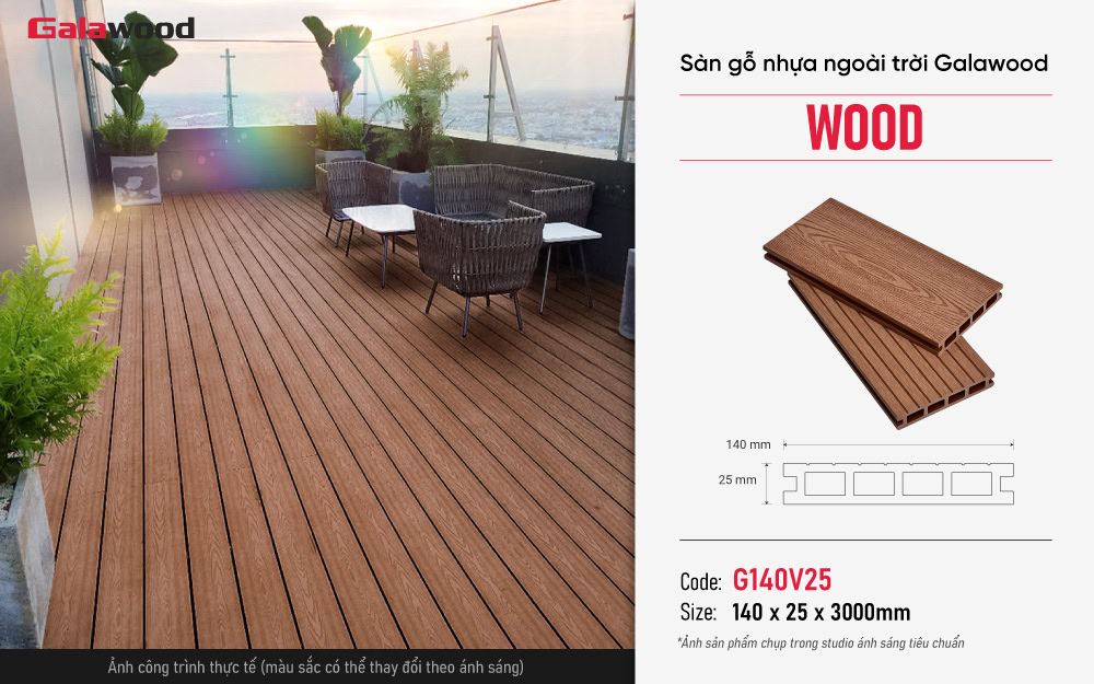 Sàn gỗ nhựa 1 lớp Galawood vân 2D - Wood