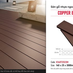 Sàn gỗ nhựa ngoài trời lỗ tròn Kosmos K140T25X3M Copper Brown