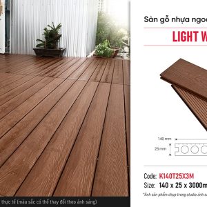 Sàn gỗ nhựa ngoài trời lỗ tròn Kosmos K140T25X3M Light Wood