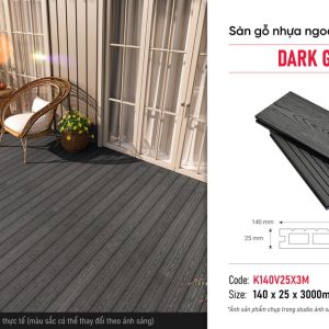 Sàn gỗ nhựa ngoài trời lỗ vuông Kosmos K140V25X3M Dark Grey