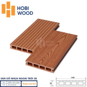 Sàn gỗ nhựa ngoài trời vân 2D HobiWood (Maple–Leaf Red)