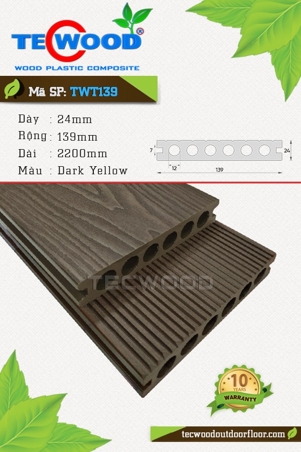 Sàn gỗ nhựa TecWood TWT139 màu Dark Yellow