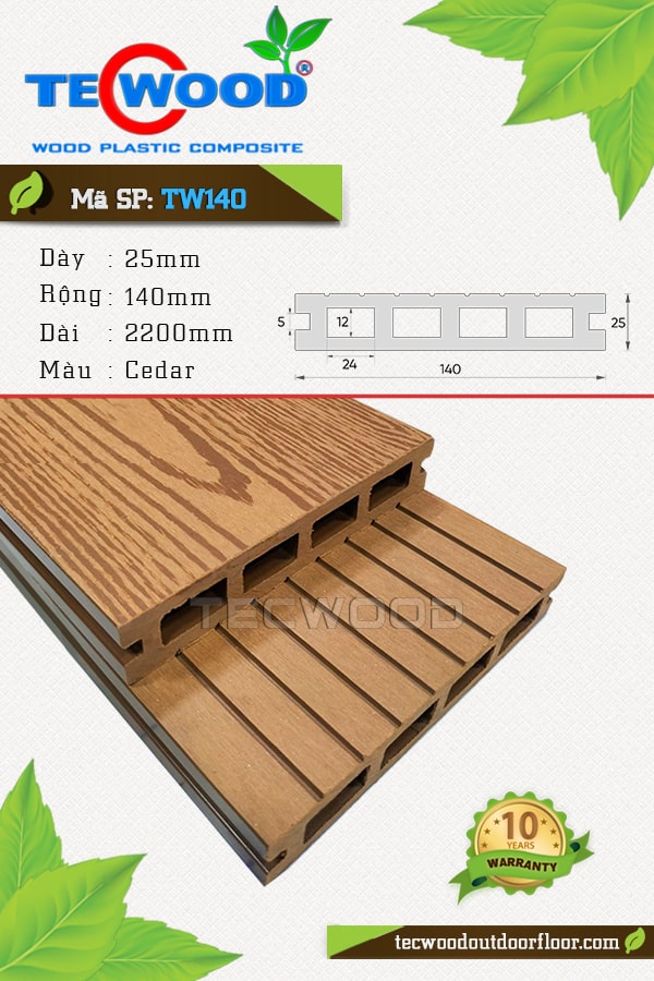 Sàn gỗ ngoài trời TecWood TW140-Cedar