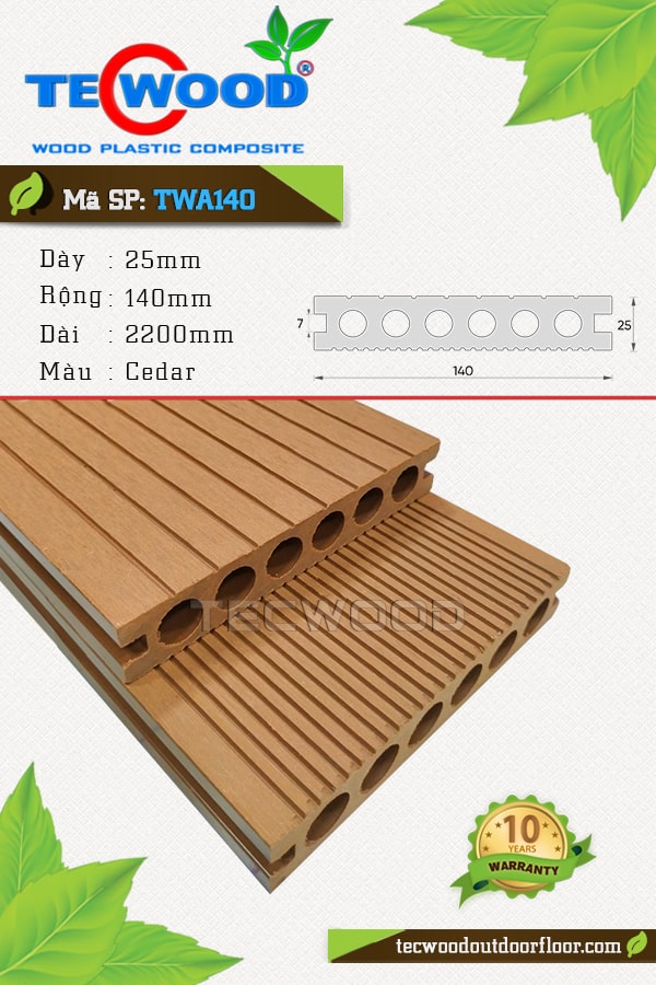 Sàn gỗ nhựa TecWood TWA140 Cedar