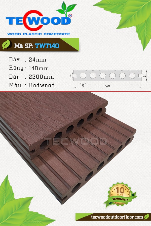 Sàn gỗ ngoài trời TecWood TWT140 - Redwood
