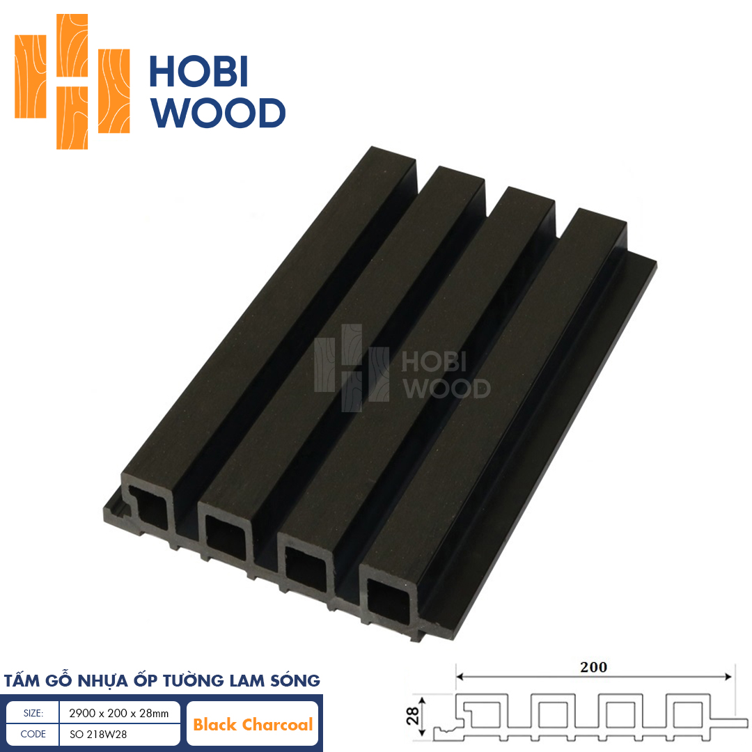 Lam sóng ốp tường HobiWood (Black Charcoal)