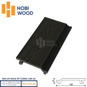Tấm ốp gỗ nhựa vân 3D HobiWood (Black Charcoal)