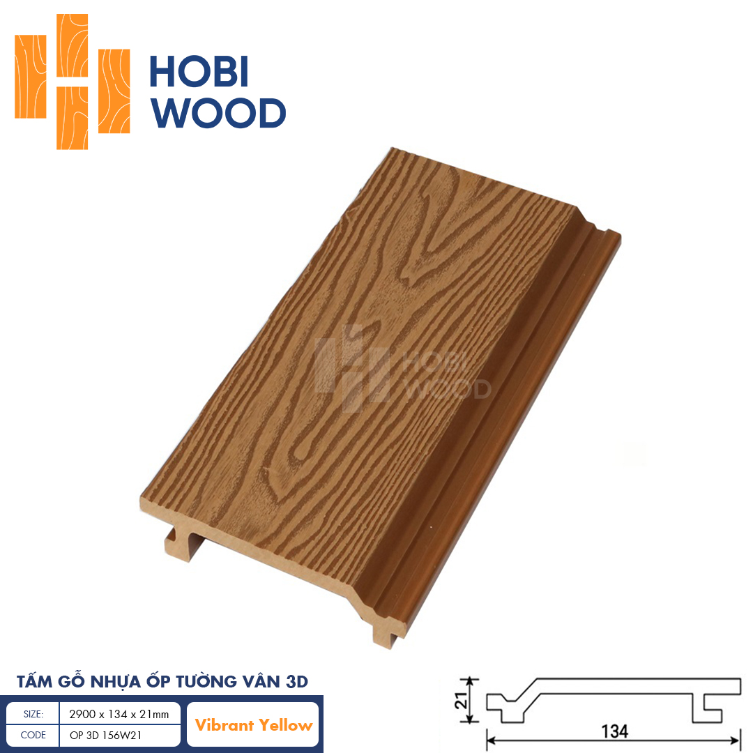 Tấm ốp gỗ nhựa vân 3D HobiWood (Vibrant Yellow)
