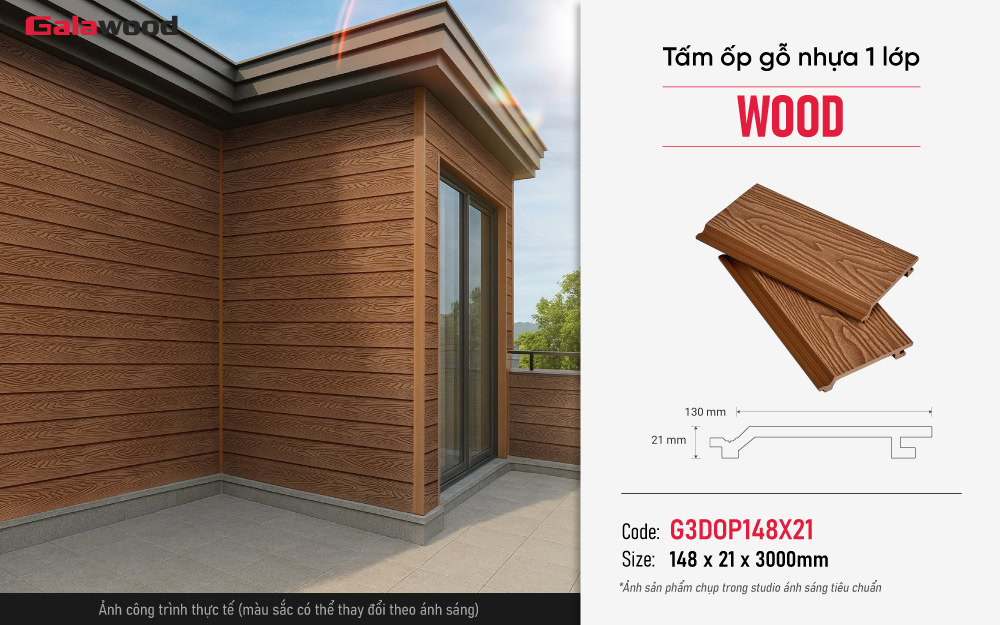 Tấm ốp gỗ nhựa vân gỗ 3D G3DOP148X21-Wood