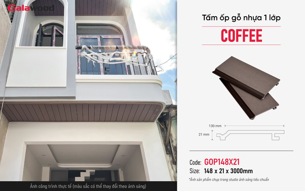 Tấm ốp gỗ nhựa ngoài trời Galawood GOP148X21-Coffee