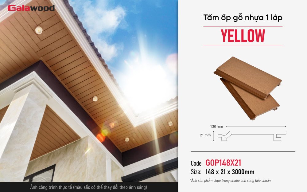 Tấm ốp gỗ nhựa ngoài trời Galawood GOP148X21-Yellow