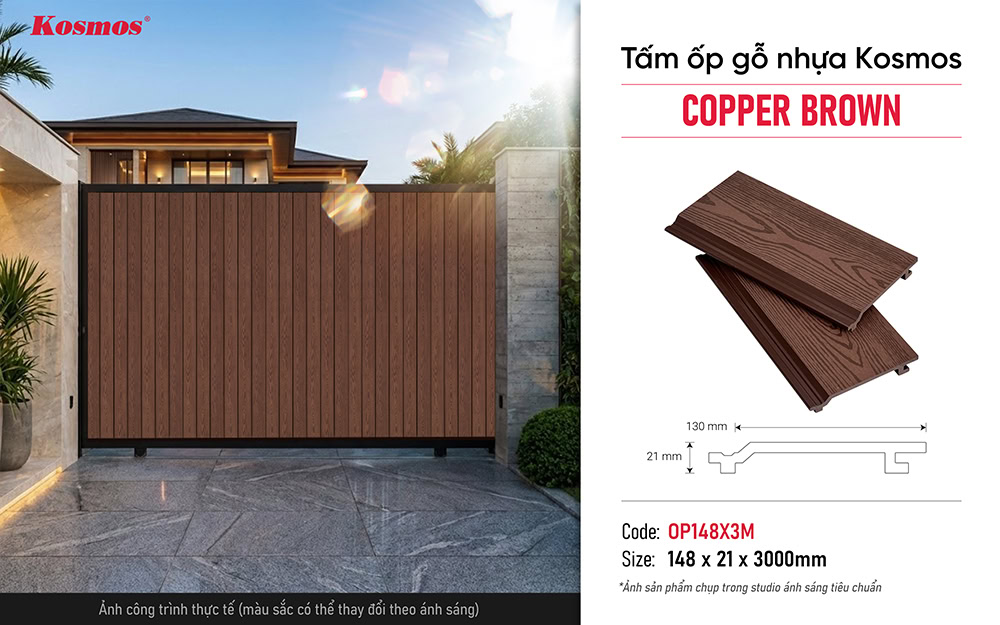 Tấm ốp vân gỗ OP148X3M Copper Brown
