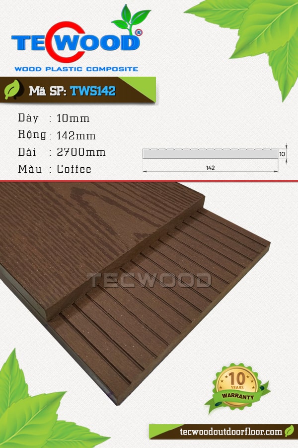 Tấm ốp gỗ nhựa TecWood TWS142-Coffee