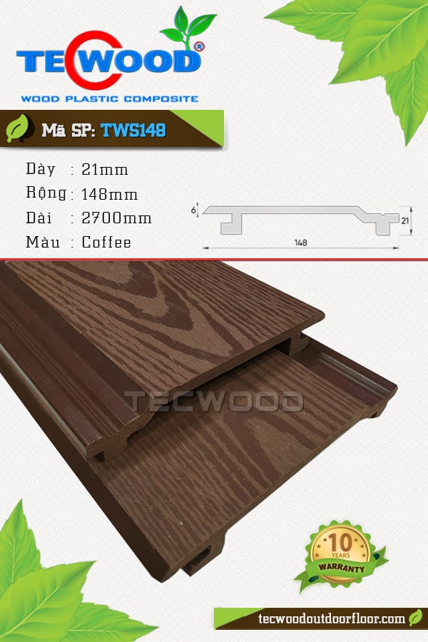 Tấm ốp gỗ nhựa TecWood TWS148-Coffee