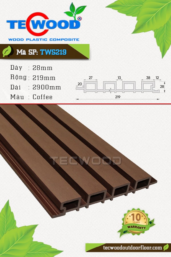 Tấm ốp gỗ nhựa TecWood TWS219-Coffee