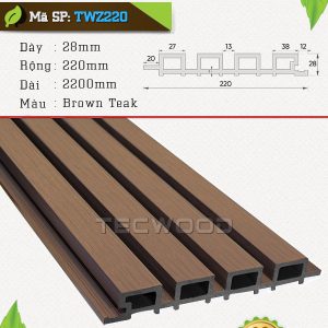 Tấm ốp gỗ nhựa TecWood TWZ220 màu Brown Teak