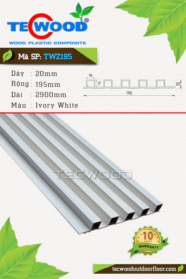 Tấm ốp lam sóng TecWood TWZ195 màu Ivory White
