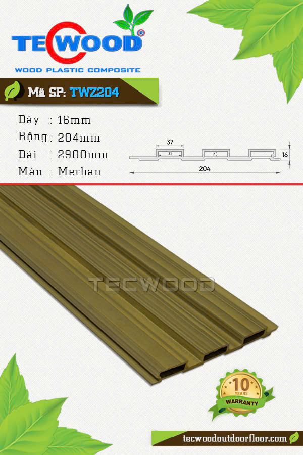 Tấm ốp lam sóng TecWood TWZ204 màu Merban