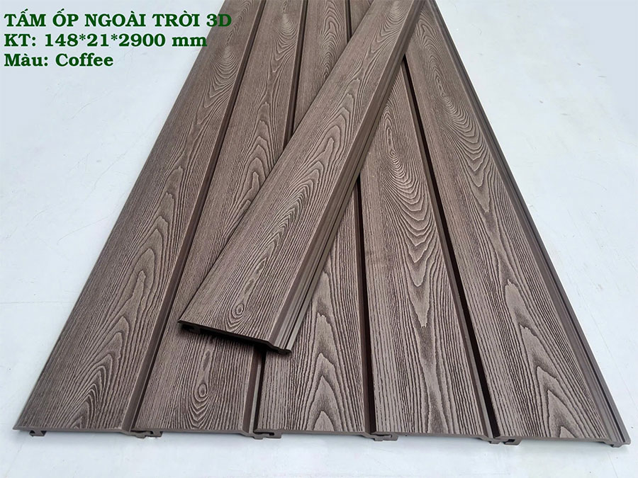 Tấm Ốp Gỗ Nhựa Ngoài Trời 3D HTWood Coffee