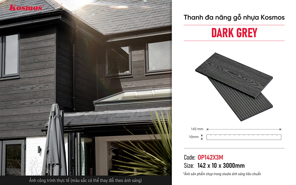 Thanh đa năng gỗ nhựa 1 lớp Kosmos OP142X3M Dark Grey