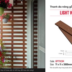Thanh đa năng gỗ nhựa 1 lớp Kosmos OP71X3M Light Wood
