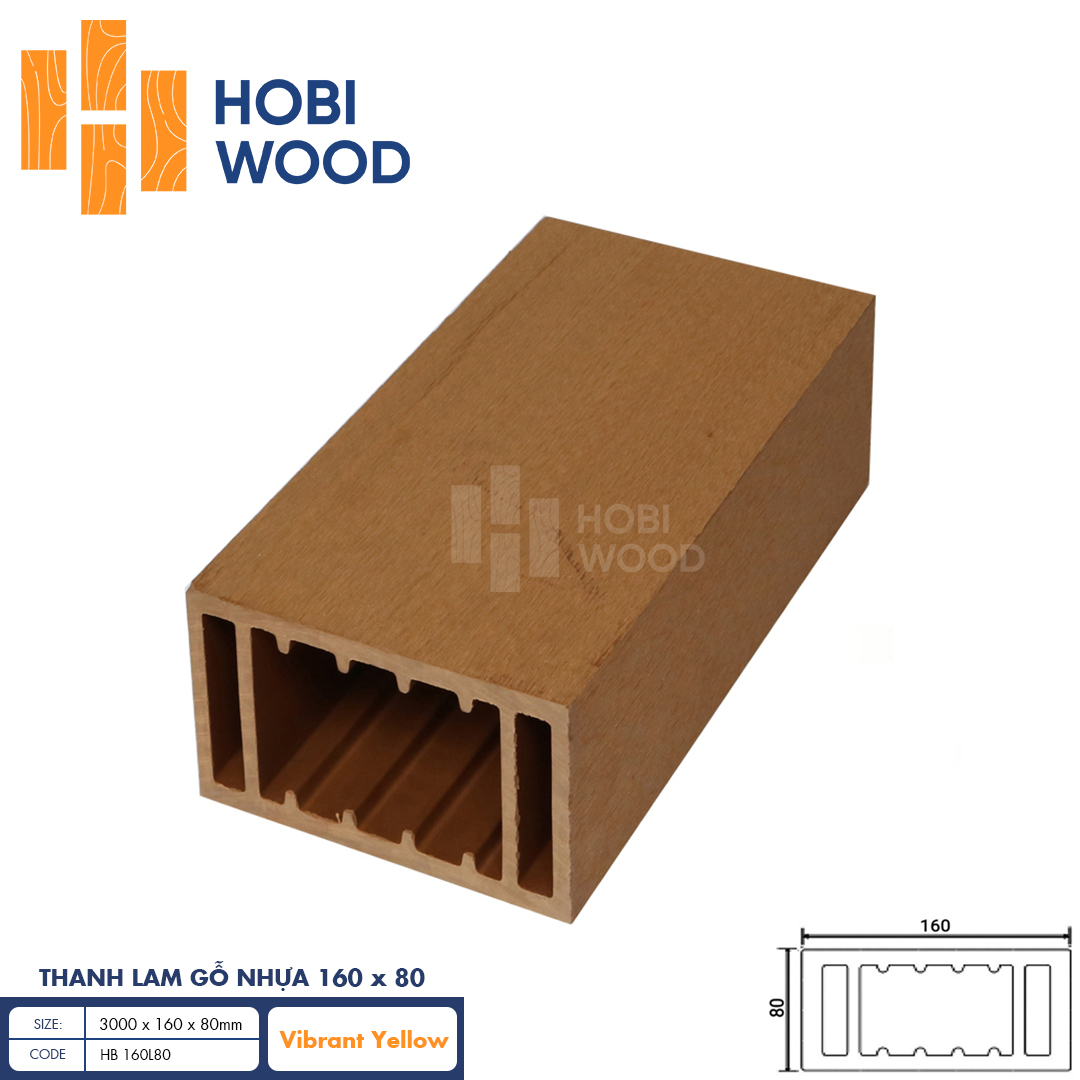 Thanh lam gỗ nhựa HobiWood HB 160L80 Vibrant Yellow