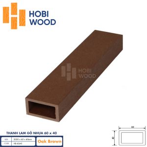 Thanh lam gỗ nhựa HobiWood HB 60L40 Oak Brown