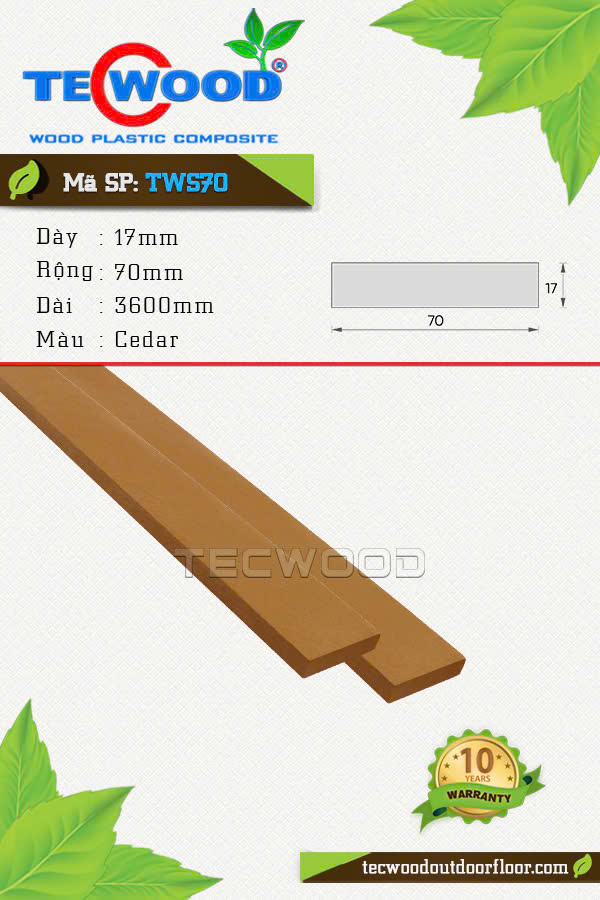 Thanh lam gỗ nhựa TecWood TWS70-Cedar