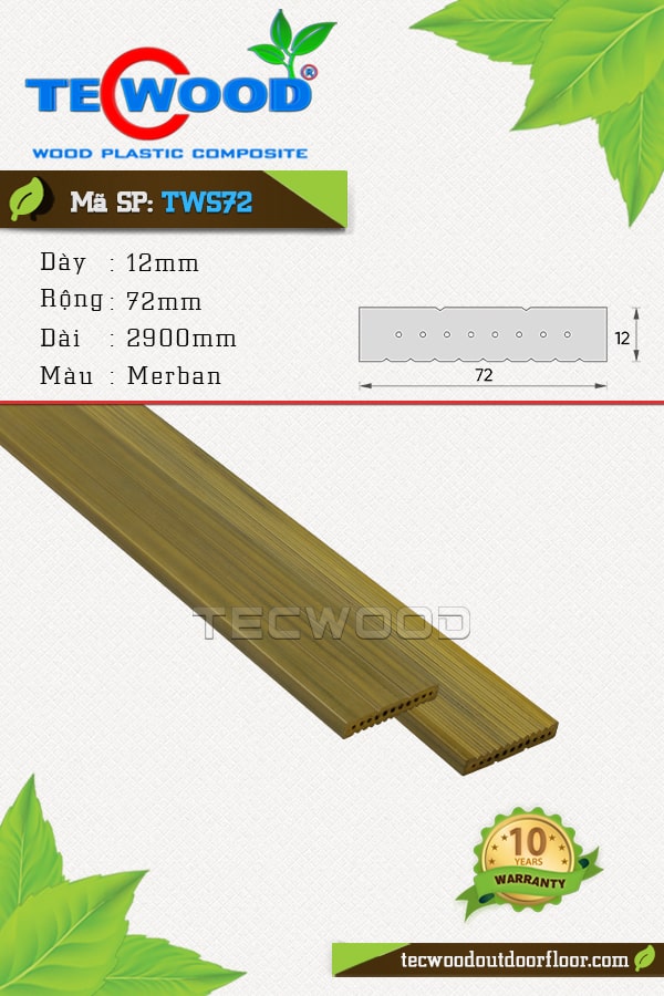 Thanh lam gỗ nhựa TecWood TWS72-Merban