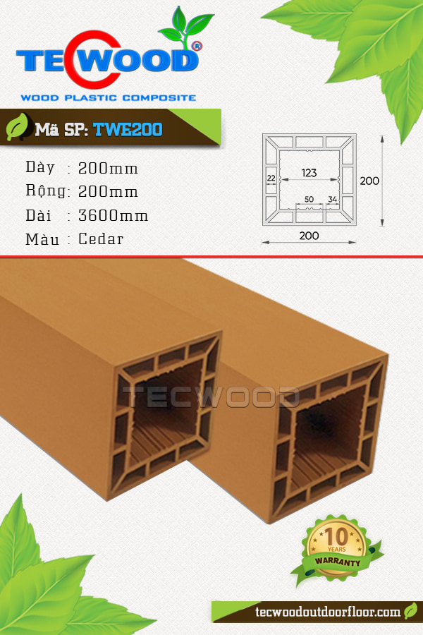 Trụ cột gỗ nhựa TecWood TWE200-Cedar