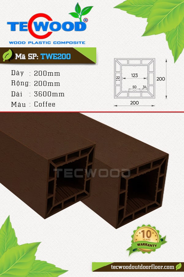Trụ cột gỗ nhựa TecWood TWE200-Coffee