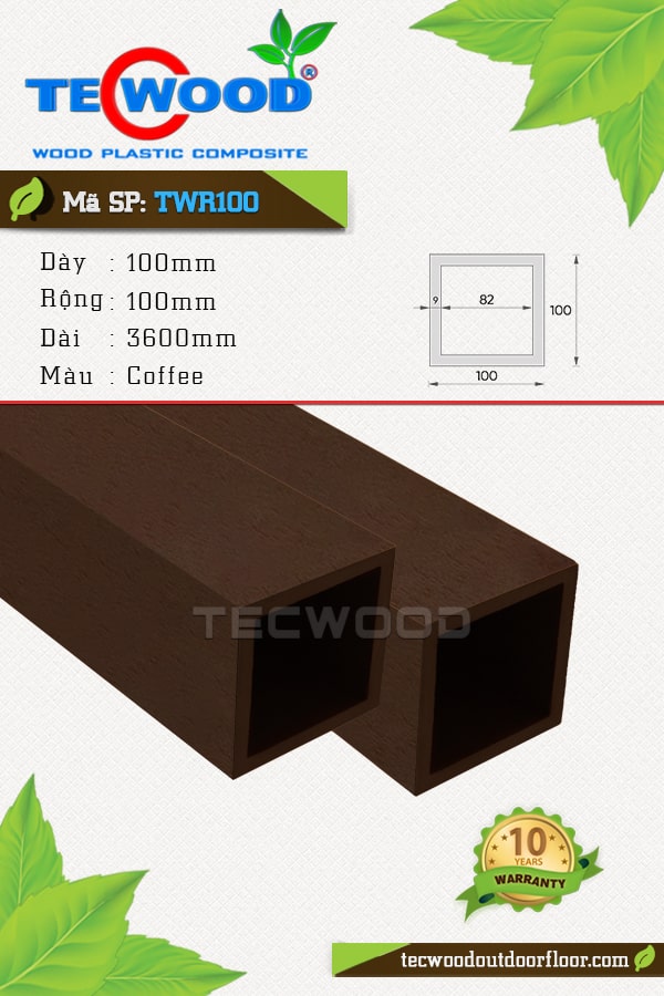 Trụ cột gỗ nhựa TecWood TWR100-Coffee