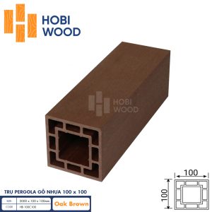 Trụ Pergola gỗ nhựa HobiWood HB 100C100 (Oak Brown)
