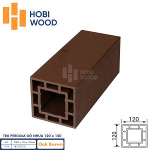 Trụ Pergola gỗ nhựa HobiWood HB 120C120 (Oak Brown)
