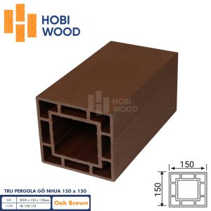 Trụ Pergola gỗ nhựa HobiWood HB 150C150 (Oak Brown)
