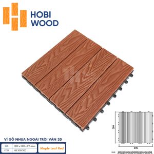 Vỉ gỗ nhựa ngoài trời vân 3D HobiWood (Maple–Leaf Red)