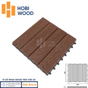 Vỉ gỗ nhựa ngoài trời vân 3D HobiWood (Oak Brown)