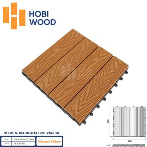 Vỉ gỗ nhựa ngoài trời vân 3D HobiWood (Vibrant Yellow)