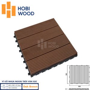 Vỉ gỗ nhựa ngoài trời vân sọc HobiWood (Oak Brown)