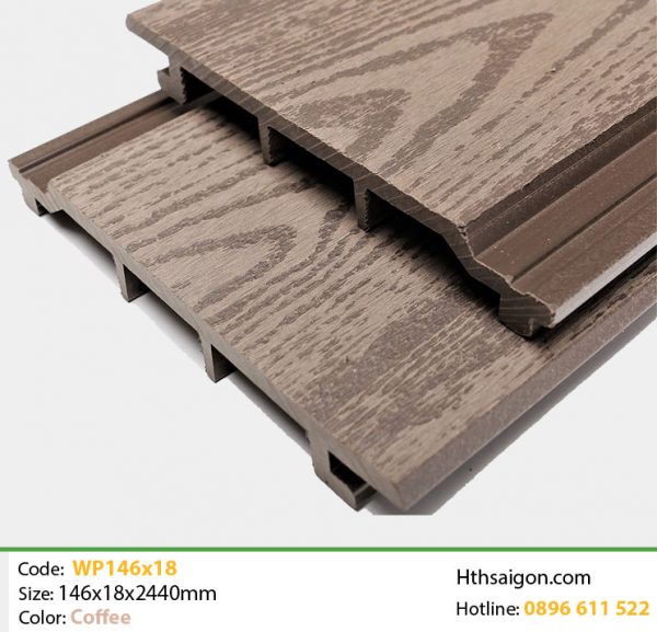 Gỗ Nhựa Ốp Tường, Trần TPWood WP146x18 Coffee