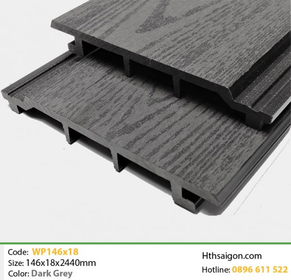 Gỗ Nhựa Ốp Tường, Trần TPWood WP146x18 Dark Grey